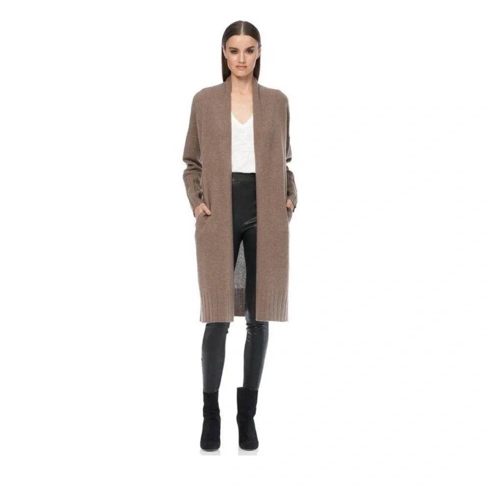 Skull Cashmere Jansen Eye Cardigan Duster Sweater Med Cashmere Boho Chic Brown - Picture 3 of 14